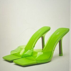 Zara plastic neon green pumps.